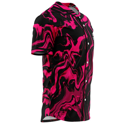 Hot Pink Liquid Marble Rave Baseball Jersey