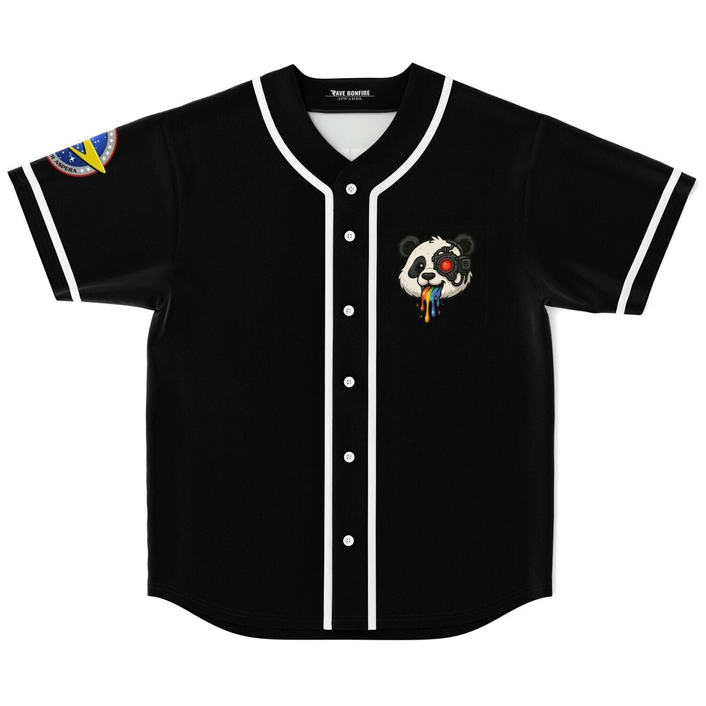 Black Cartoon Panda Rave Baseball Jersey