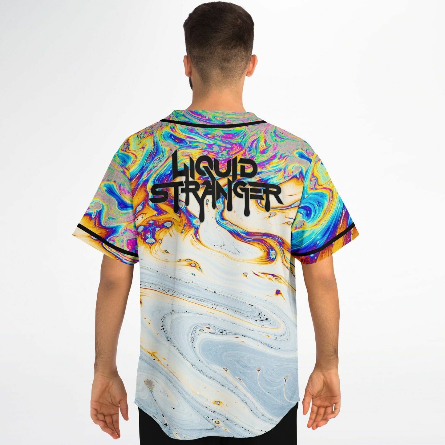 Liquid Stranger Iridescent Psychedelic Soap Rave Baseball Jersey