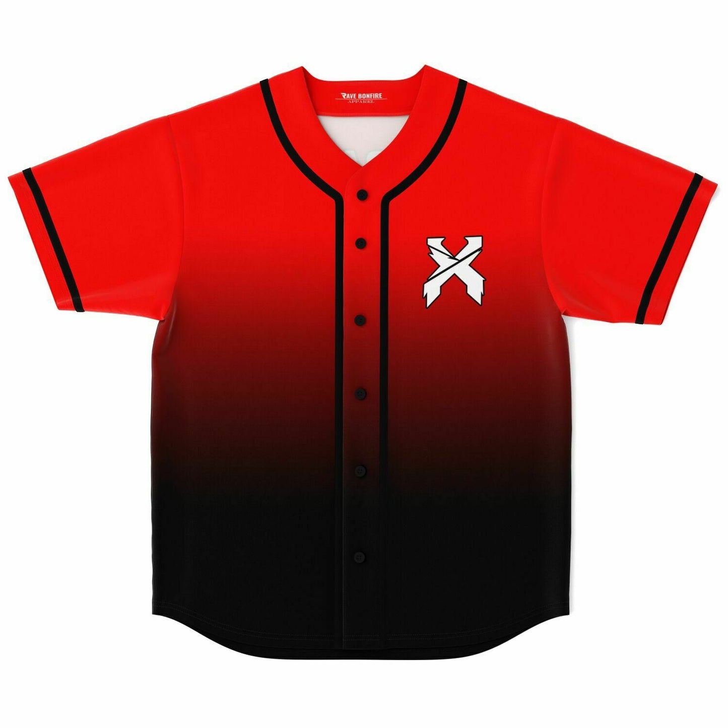 Excision Red Black Crossed X Rave Baseball Jersey