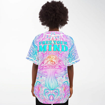 Pastel White Psychedelic Mushroom Rave Baseball Jersey
