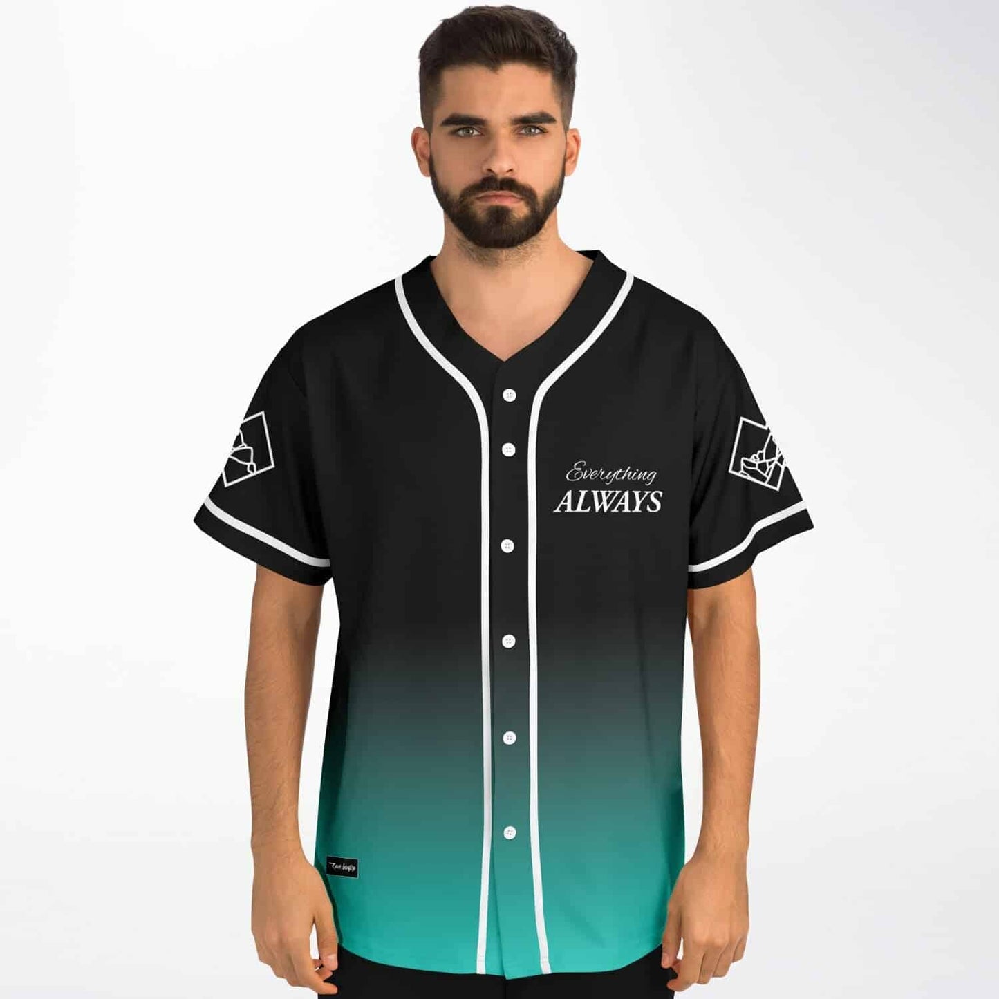Dom Dolla Black Teal Text Based Rave Baseball Jersey