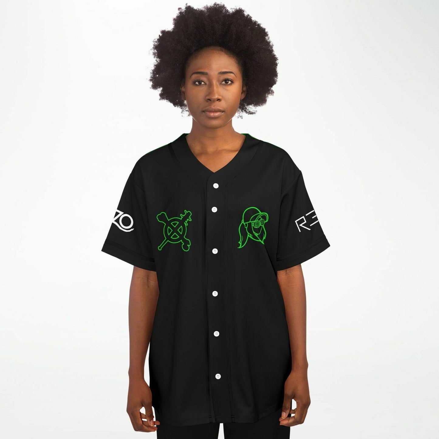 REZZ Black Green Optical Rave Baseball Jersey