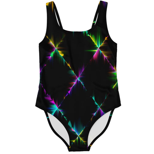 Black Glowing Light Rave Swimsuit