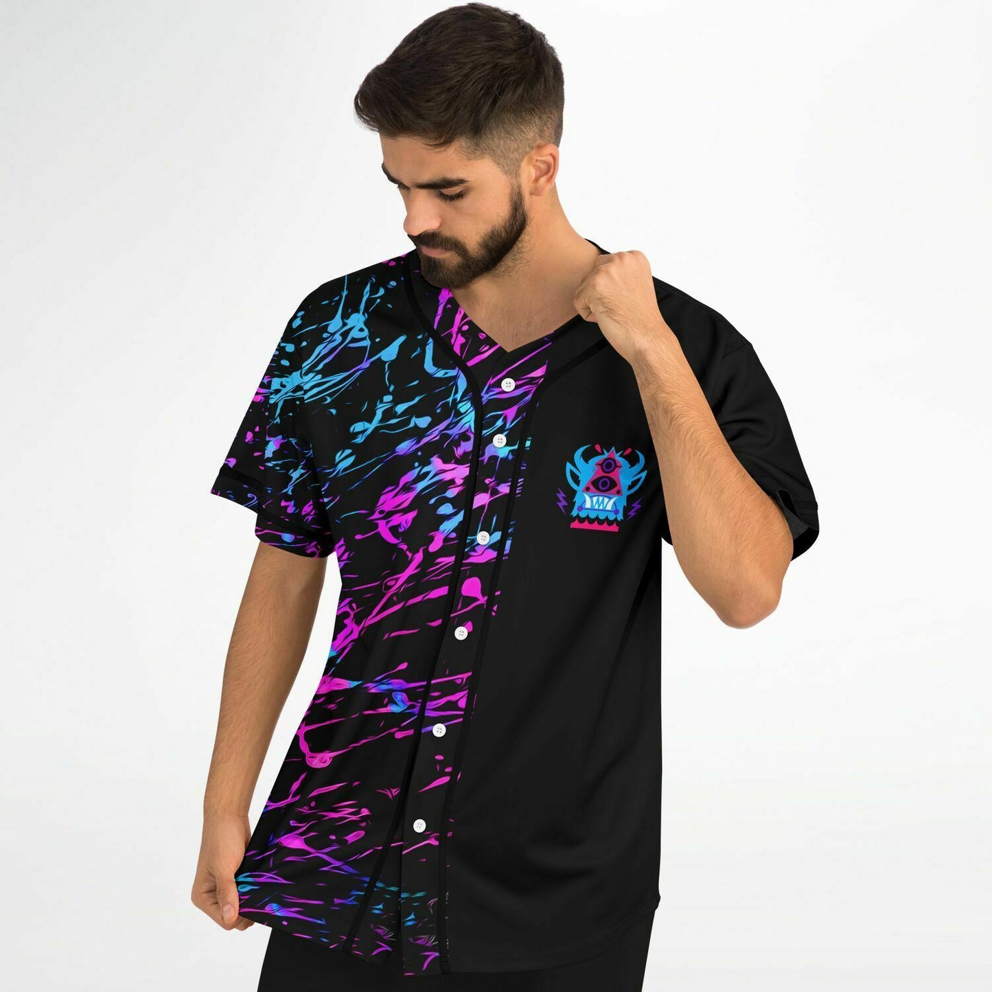 Jantsen Black Neon Paint Rave Baseball Jersey