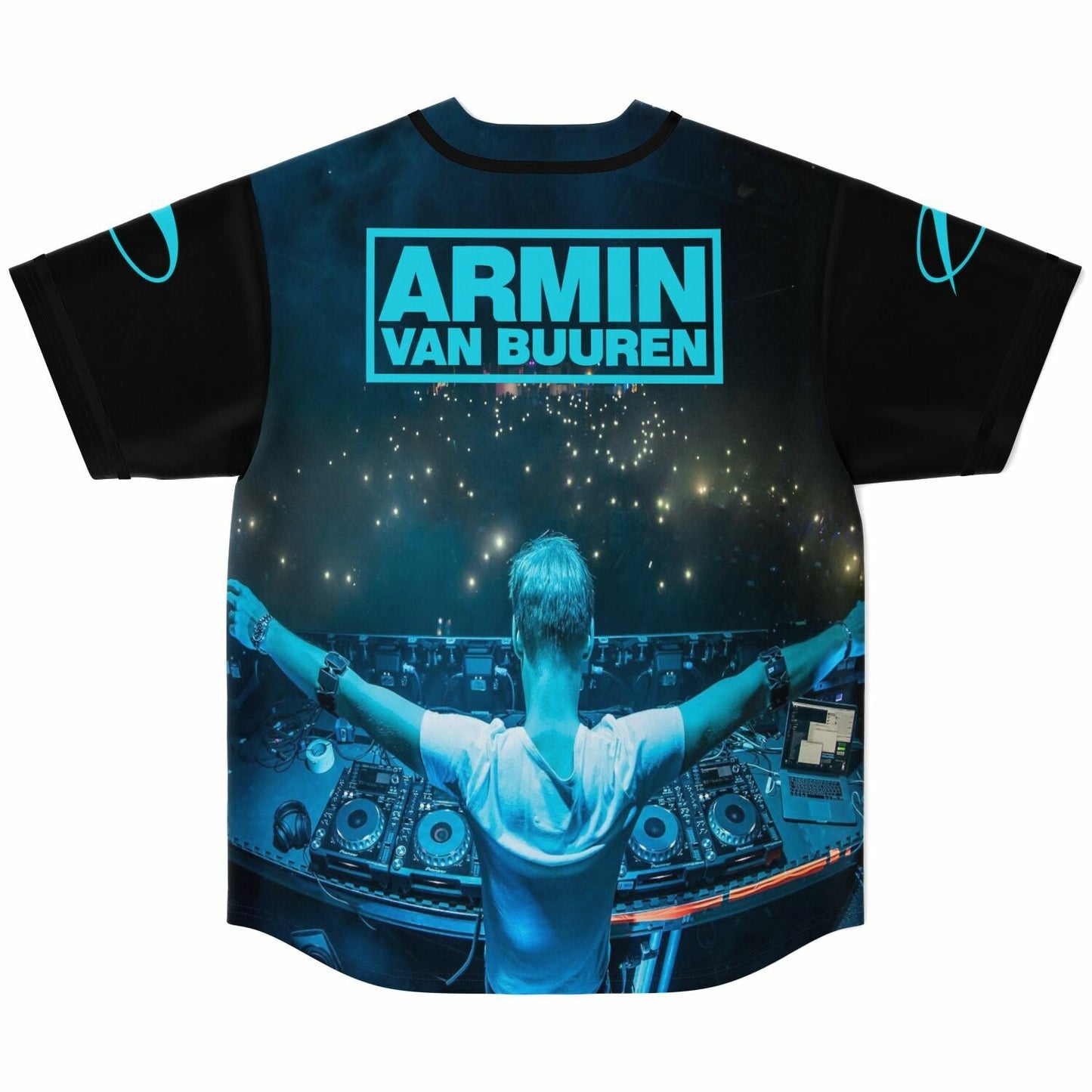 Armin van Buuren Black Teal Box Wordmark Rave Baseball Jersey