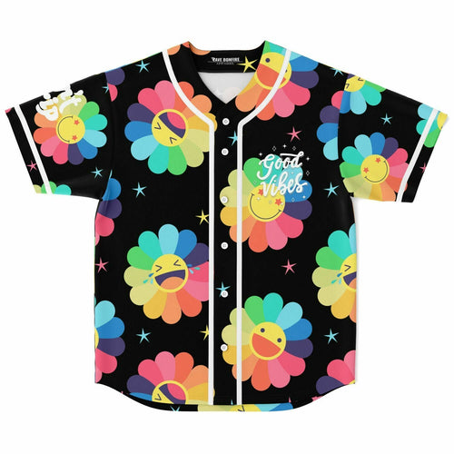 Black Repeating Rainbow Rave Baseball Jersey