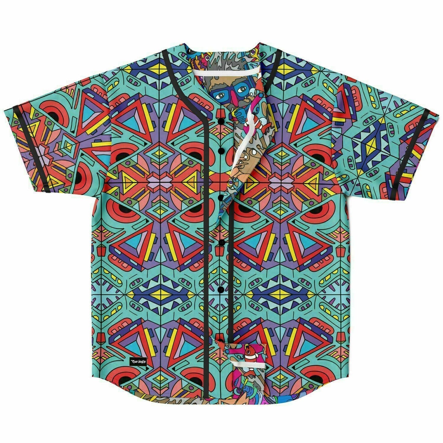 Teal Kaleidoscope Doodle Reversible Baseball Jersey