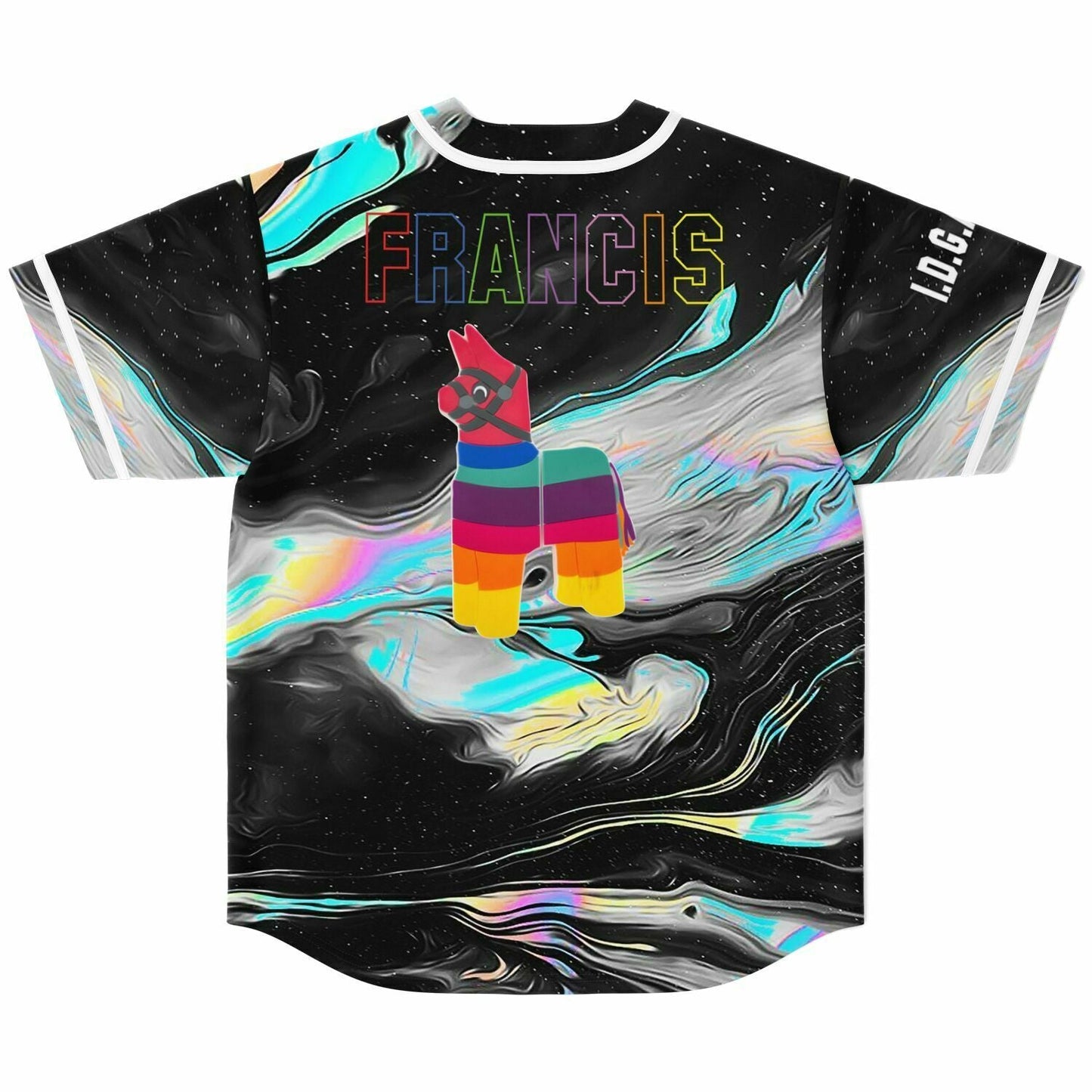 Black Holographic Oil Rave Baseball Jersey