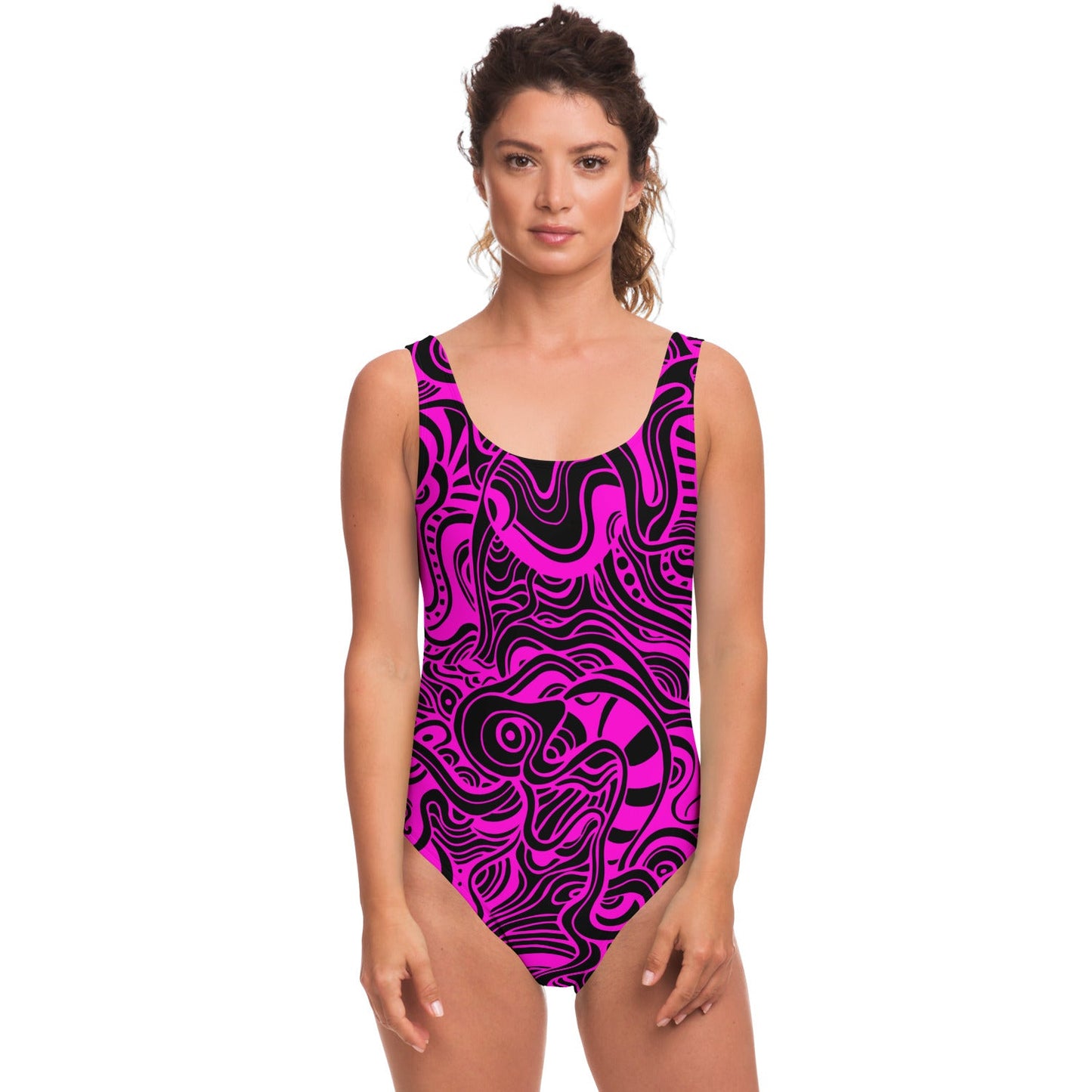 Hot Pink Swirling Liquid Rave Swimsuit