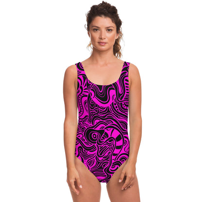 Hot Pink Swirling Liquid Rave Swimsuit