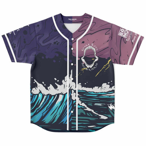 Purple Mauve Crashing Ocean Rave Baseball Jersey