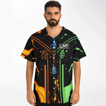 LMNTRIXXX Black Elemental Symbols Rave Baseball Jersey