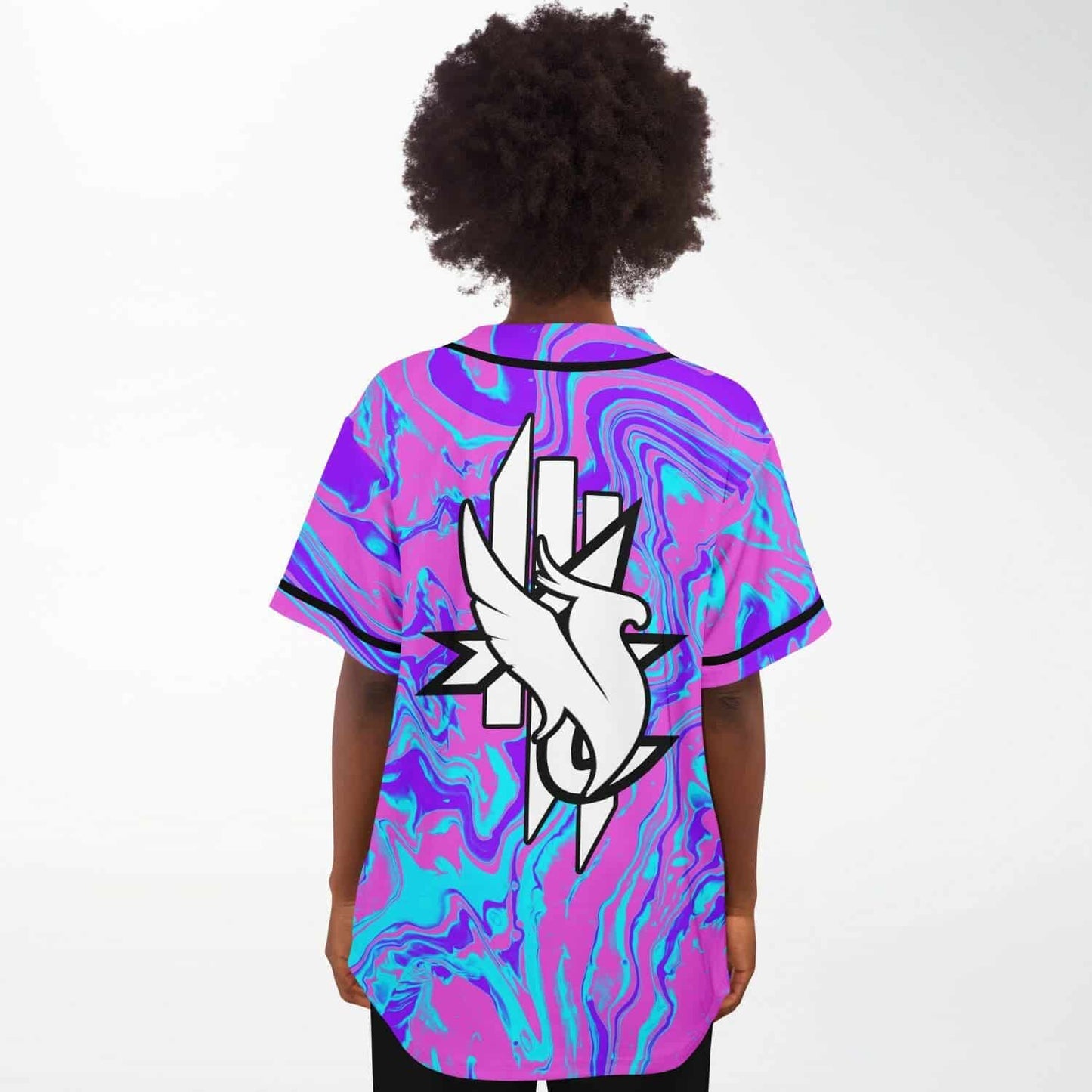 Pink Liquid Marble Rave Baseball Jersey