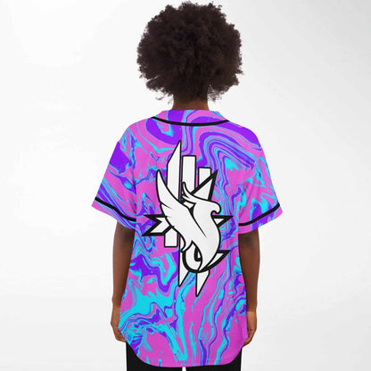 Pink Liquid Marble Rave Baseball Jersey