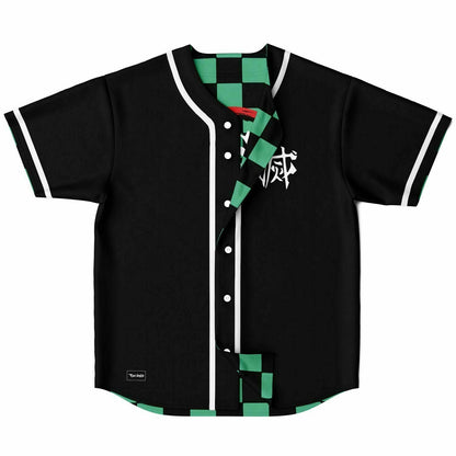 Bass Slayer Green Checkerboard Anime Reversible Baseball Jersey