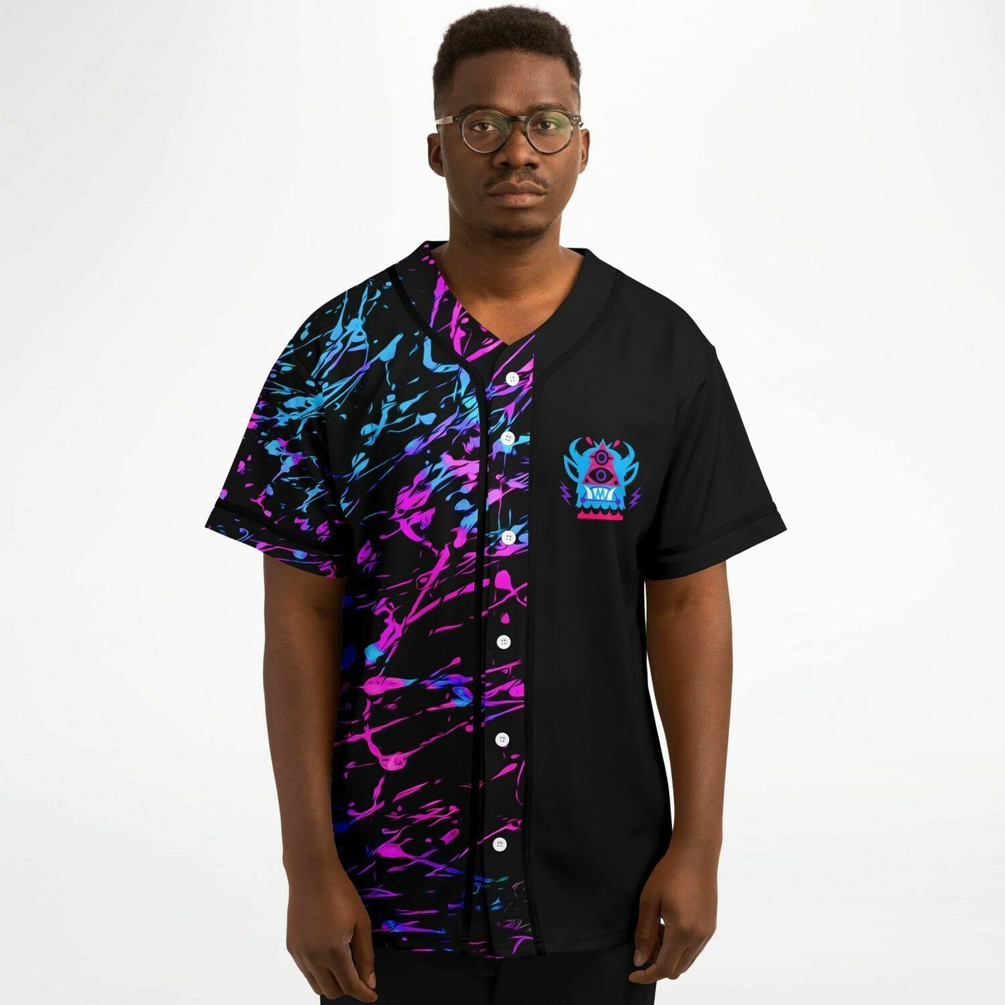 Jantsen Black Neon Paint Rave Baseball Jersey
