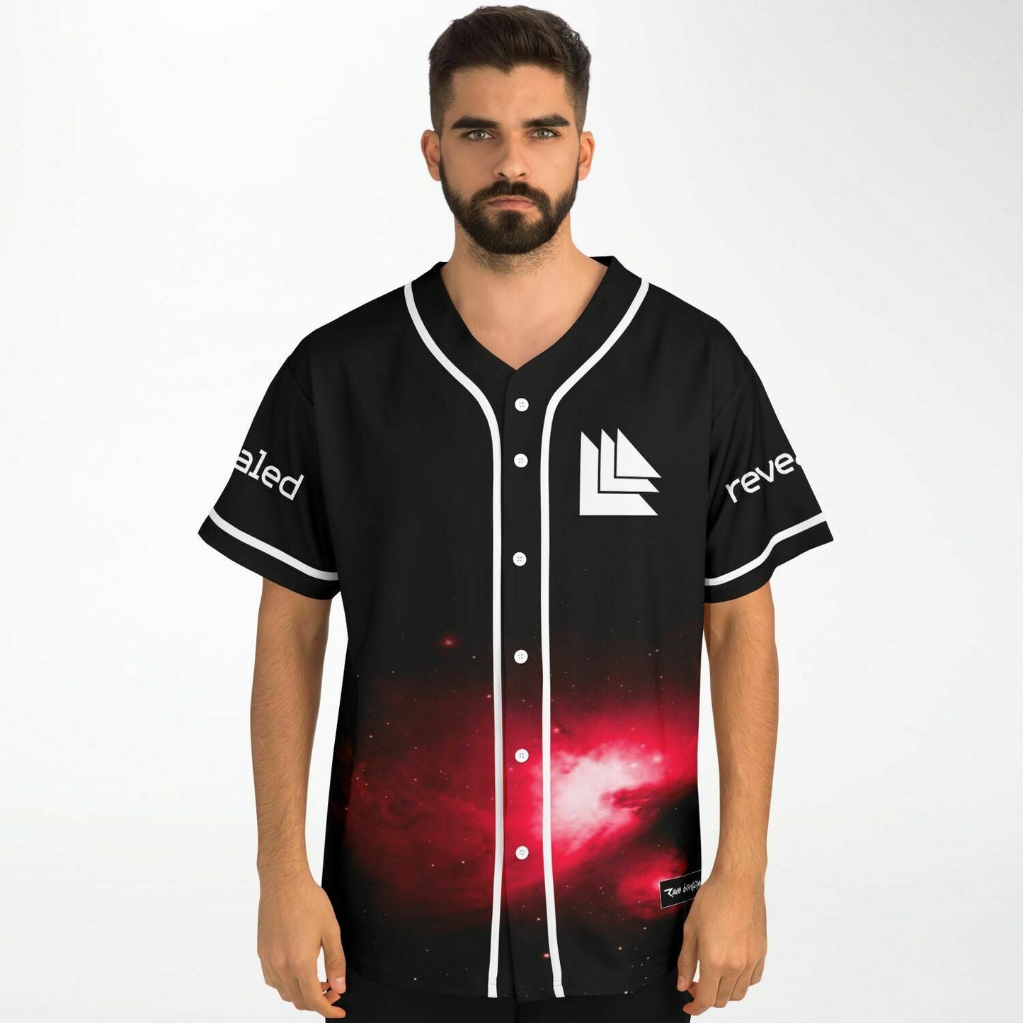 Revealed Black Red Nebula Rave Baseball Jersey