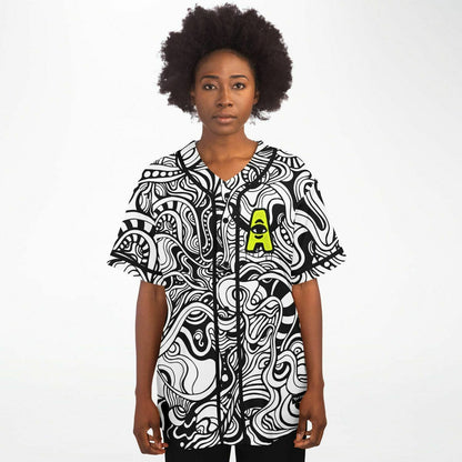 Audiffred Black White Dense Psychedelic Rave Baseball Jersey