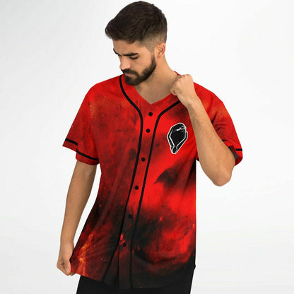 Deep Red Space Nebula Rave Baseball Jersey