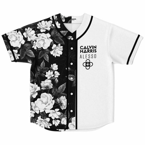 Calvin Harris Black White Rose Floral Rave Baseball Jersey
