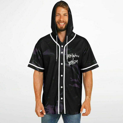 Kai Wachi Black Dark Purple Rave Hooded Baseball Jersey
