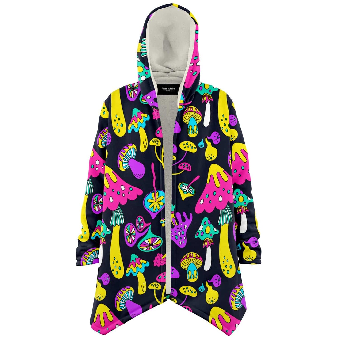 Dark Navy Psychedelic Mushrooms Rave Cloak