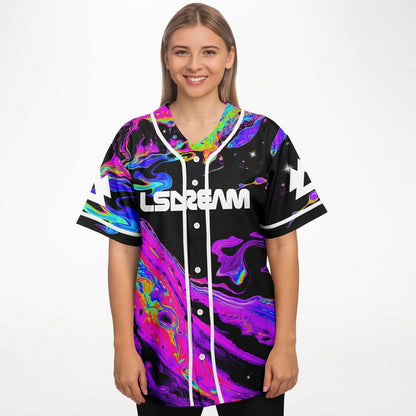 LSDREAM Black Trippy Liquid Rave Baseball Jersey
