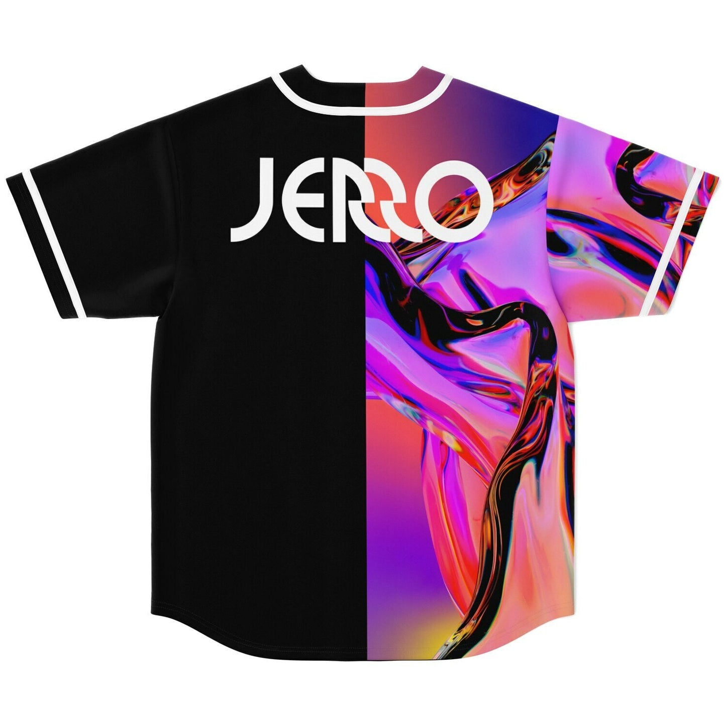 JERRO Black Flowing Liquid Rave Baseball Jersey
