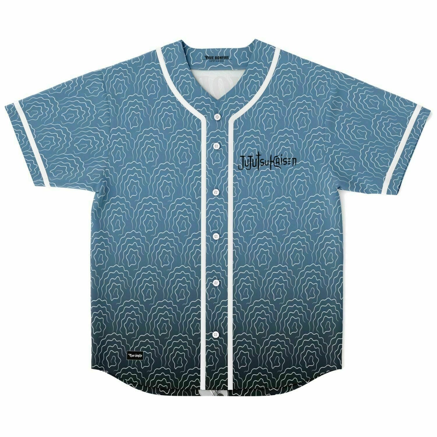 Steel Blue Abstract Topographic Rave Baseball Jersey