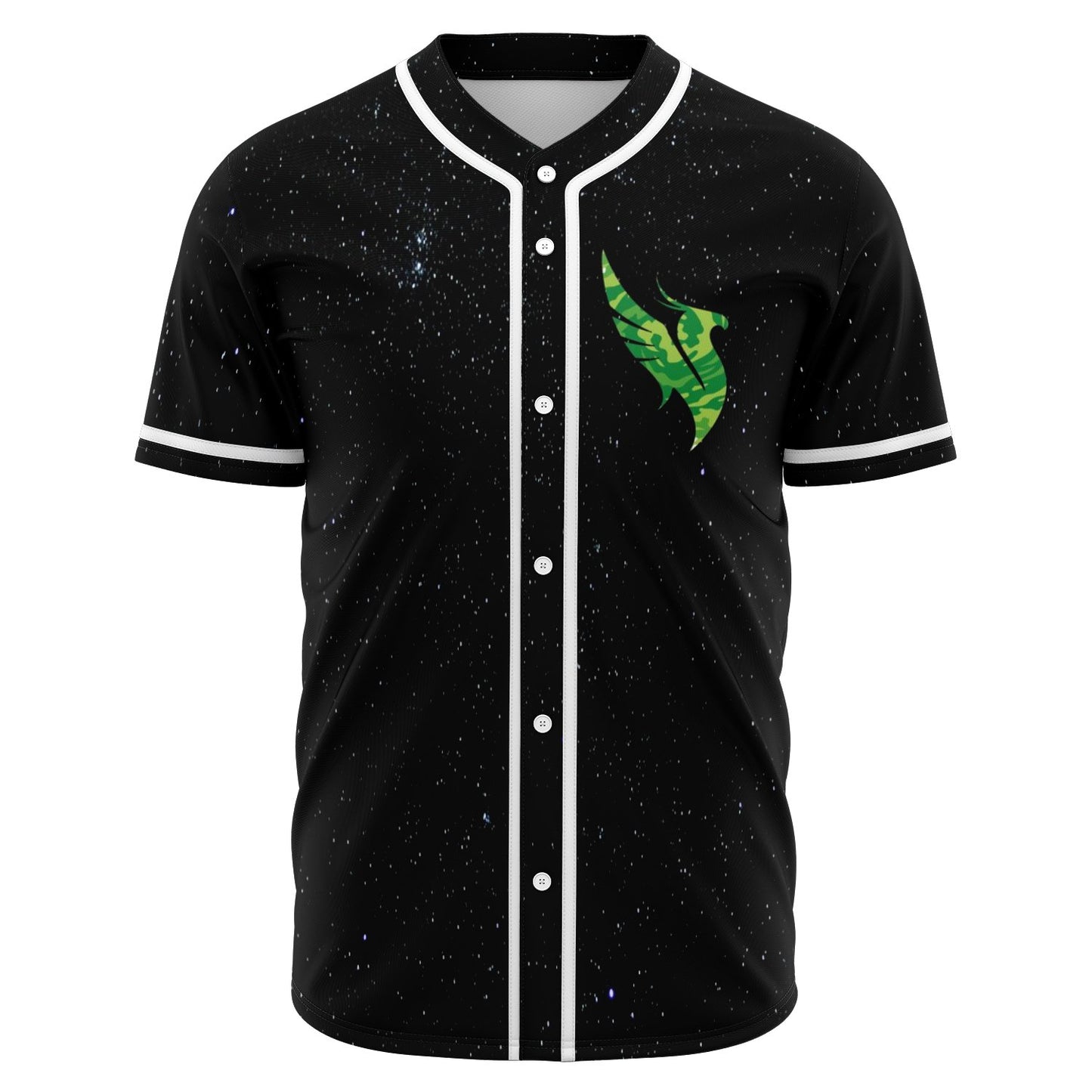 Black Starry Green Flame Rave Baseball Jersey