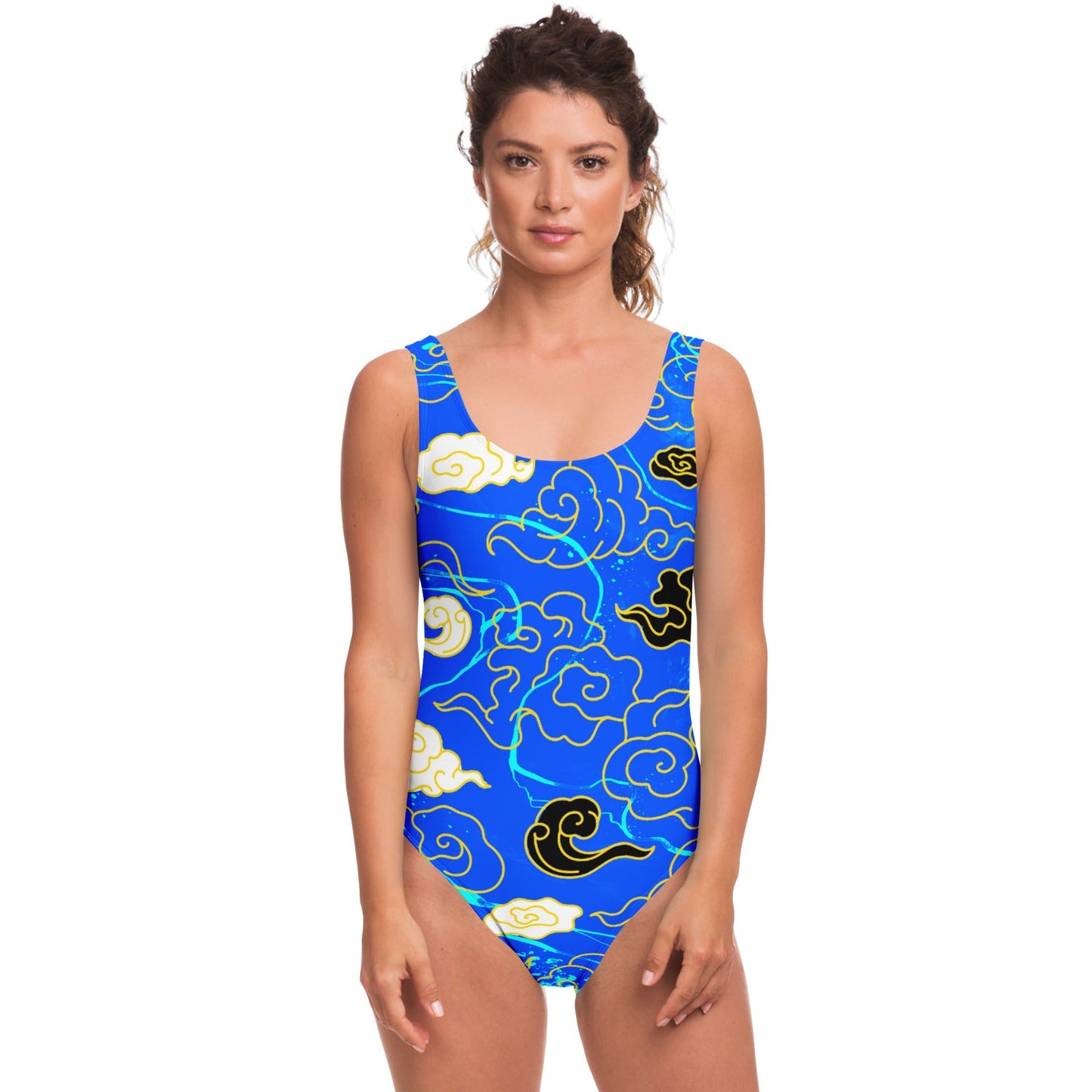 Royal Swirling Stylized Rave Swimsuit