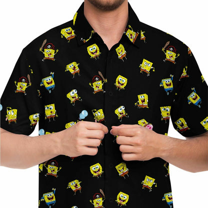 Spongebob Mood Short Sleeve Button Down Shirt