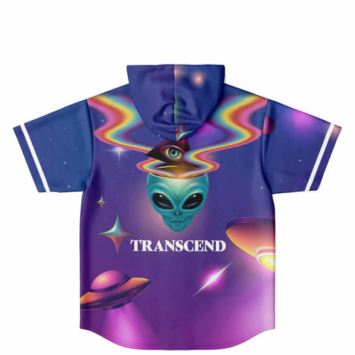 Purple Blue Grey Alien Rave Hooded Baseball Jersey
