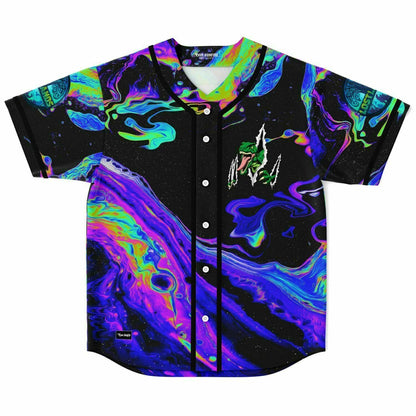 Black Psychedelic Liquid Rave Baseball Jersey