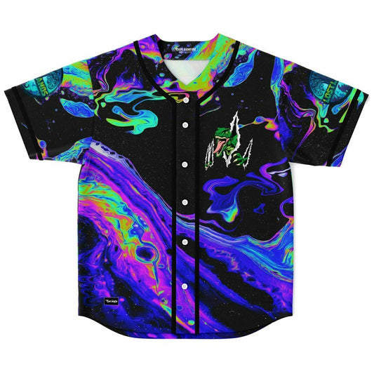 Black Psychedelic Liquid Rave Baseball Jersey