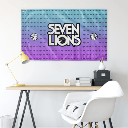 Seven Lions Teal Purple Wordmark Rave Flag