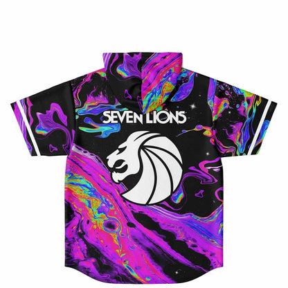 Seven Lions Black Psychedelic Liquid Rave Hooded Baseball Jersey