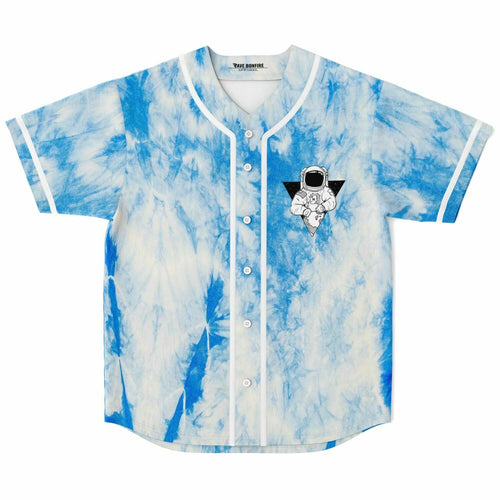 Blue White Tie Dye Rave Baseball Jersey
