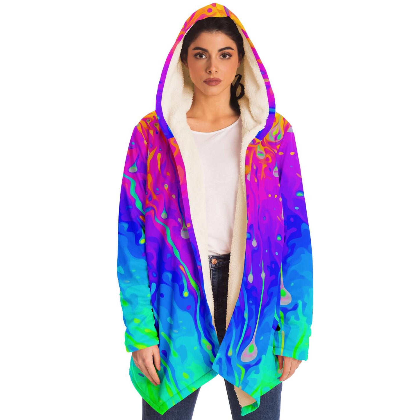 Rainbow acid trip hooded cloak