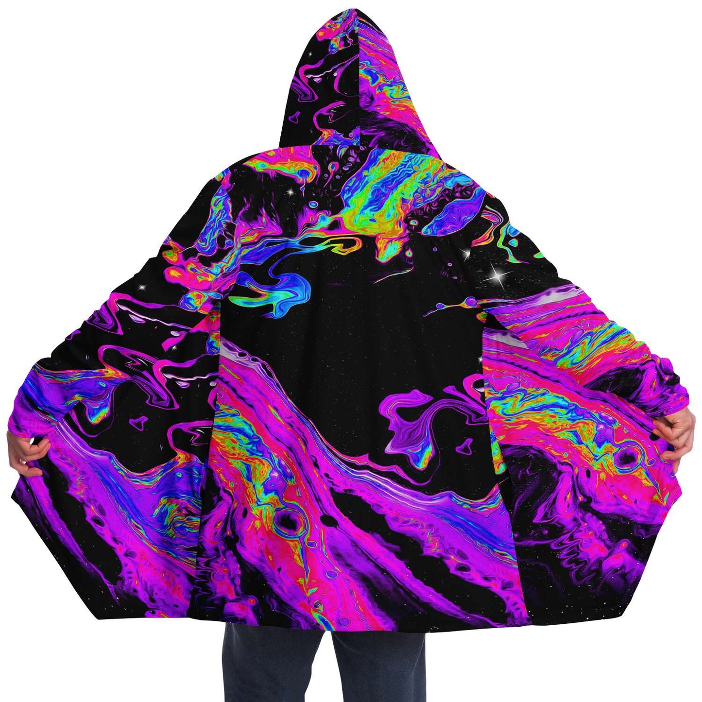 Black Psychedelic Liquid Rave Cloak