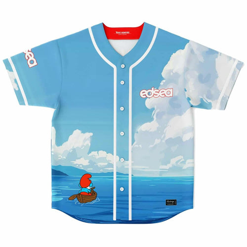 Sky Blue Cartoon Seascape Rave Baseball Jersey