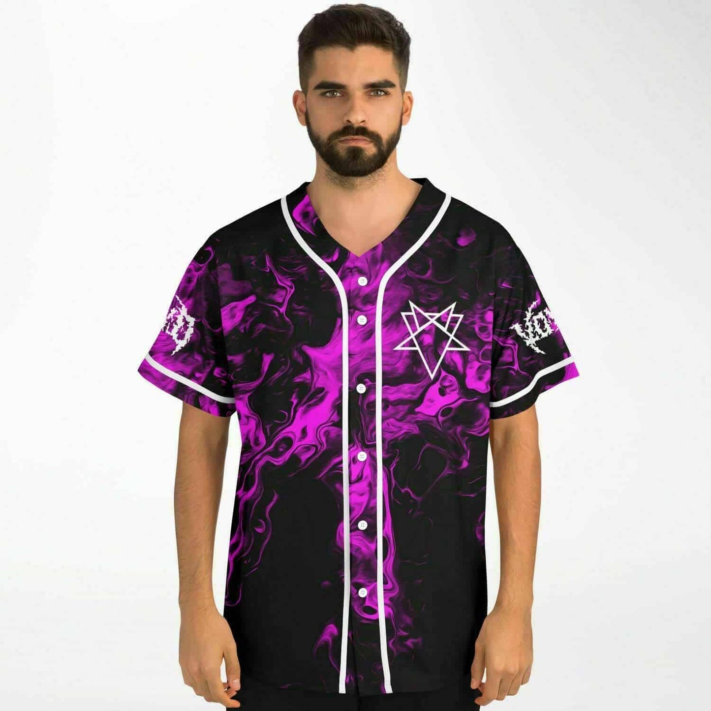 SVDDEN DEATH Black Swirling Purple Rave Baseball Jersey