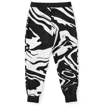 Black White Liquid Marble Rave Joggers