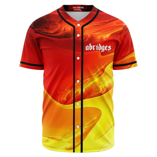 abridges Fiery Red Swirling Fire Rave Baseball Jersey