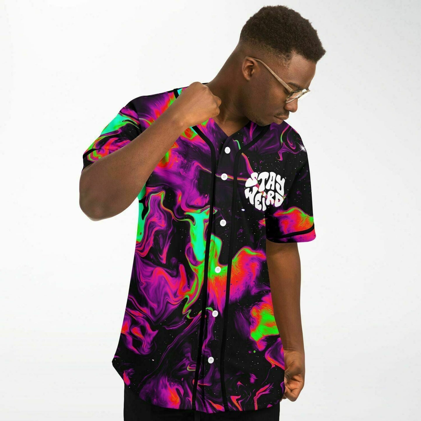 Black Liquid Rave Baseball Jersey