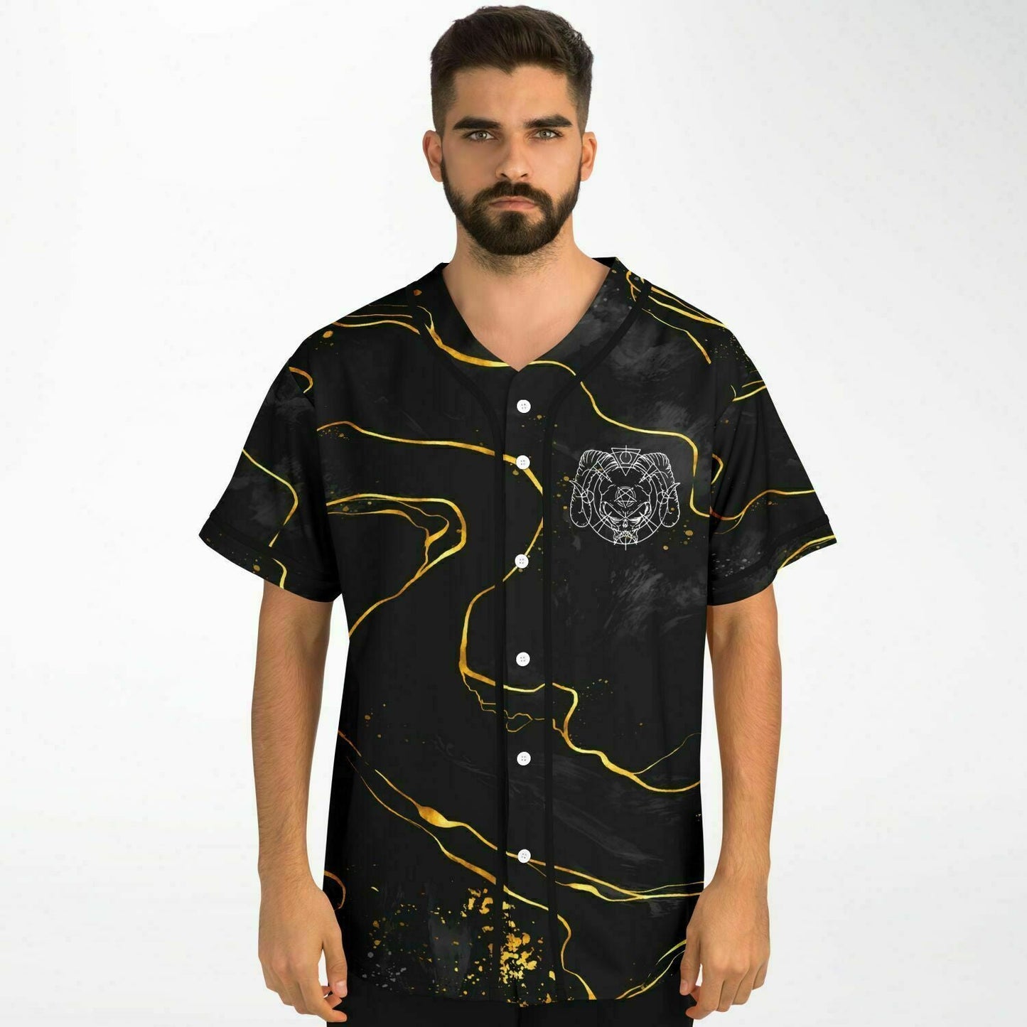Marauda Black Gold Liquid Rave Baseball Jersey