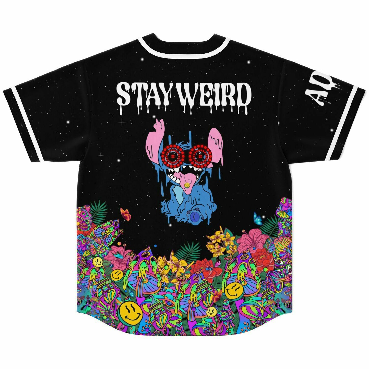 Black Starry Galaxy Top Rave Baseball Jersey