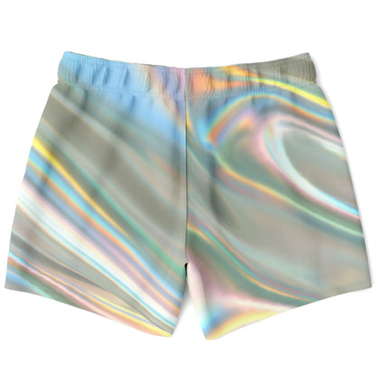 Pastel Iridescent Smooth Holographic Rave Swim Trunks