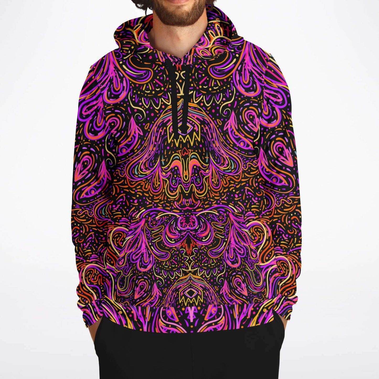 Magenta Psychedelic Doodle Rave Hoodie